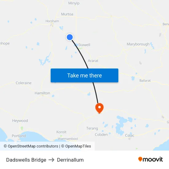 Dadswells Bridge to Derrinallum map