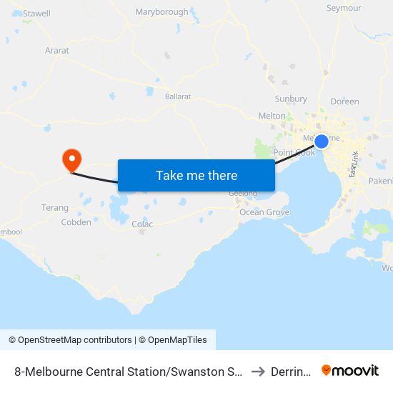 8-Melbourne Central Station/Swanston St (Melbourne City) to Derrinallum map
