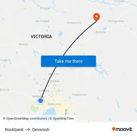 Rockbank to Devenish map