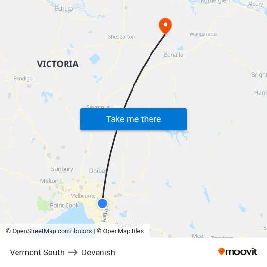 Vermont South to Devenish map