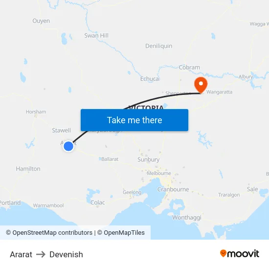Ararat to Devenish map