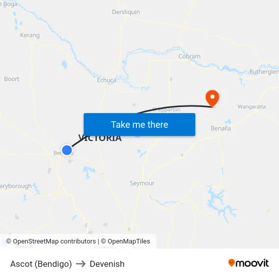 Ascot (Bendigo) to Devenish map