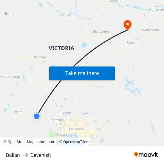 Ballan to Devenish map