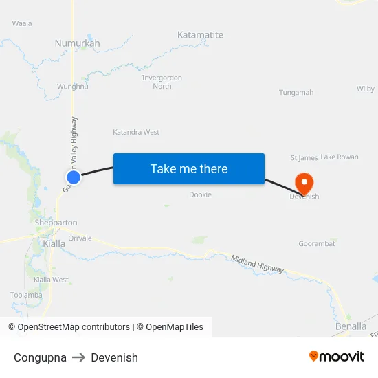 Congupna to Devenish map
