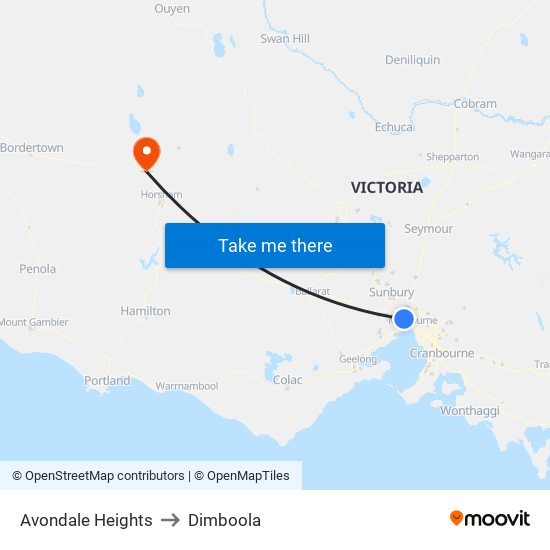 Avondale Heights to Dimboola map