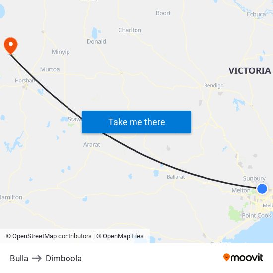 Bulla to Dimboola map