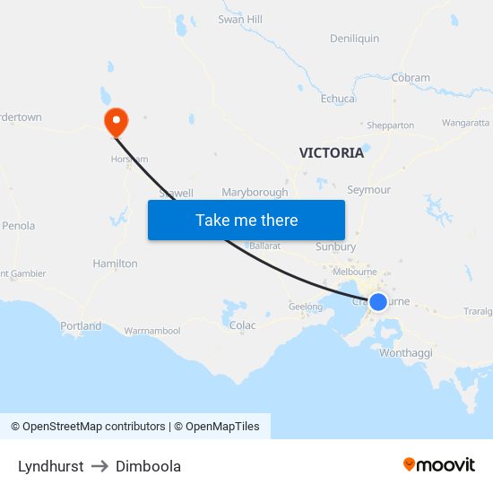 Lyndhurst to Dimboola map