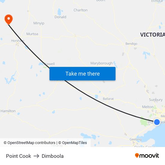 Point Cook to Dimboola map