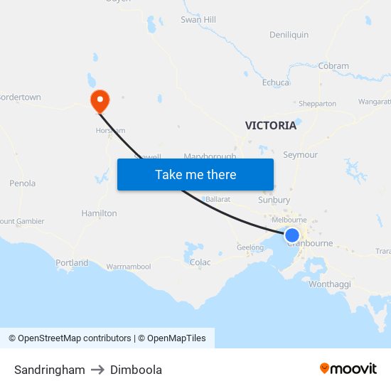 Sandringham to Dimboola map