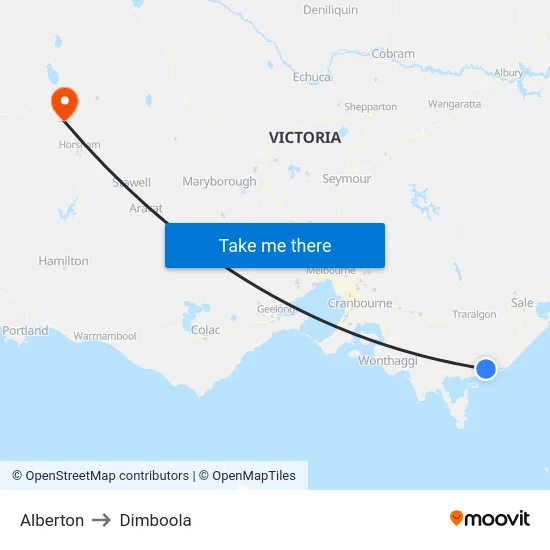Alberton to Dimboola map