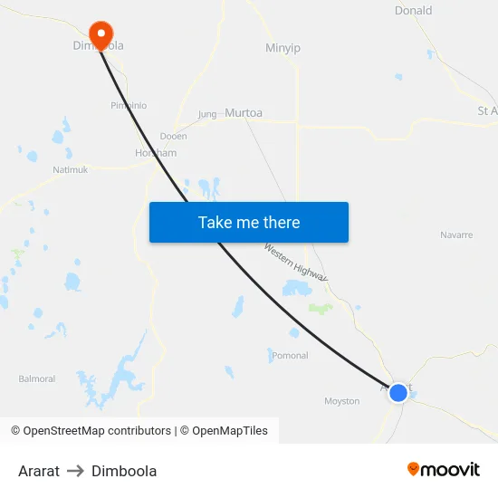 Ararat to Dimboola map