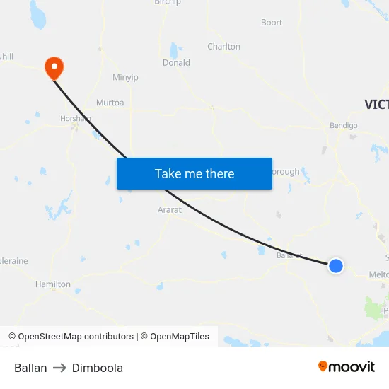 Ballan to Dimboola map