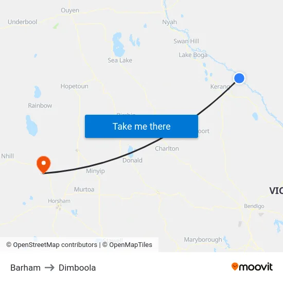 Barham to Dimboola map