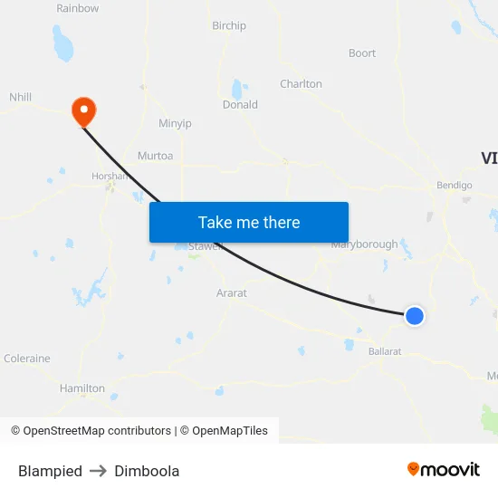 Blampied to Dimboola map