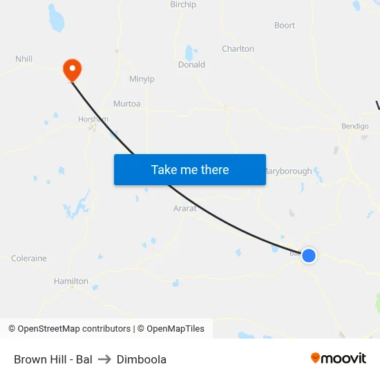 Brown Hill - Bal to Dimboola map