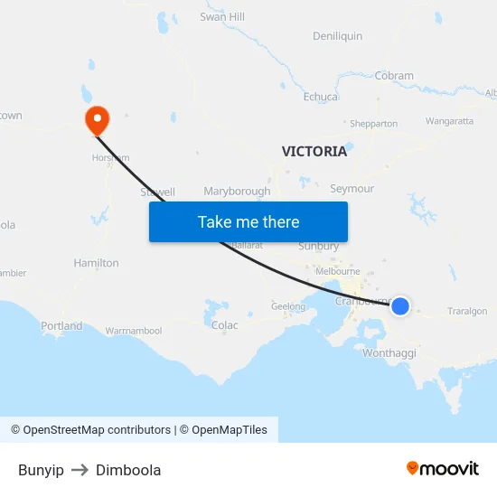 Bunyip to Dimboola map