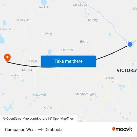 Campaspe West to Dimboola map