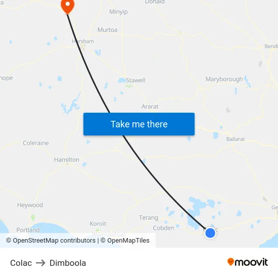 Colac to Dimboola map