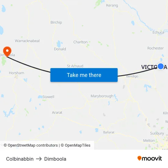 Colbinabbin to Dimboola map