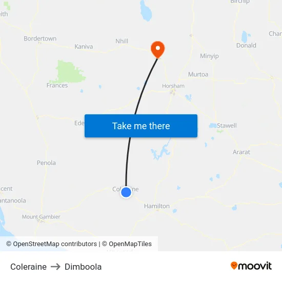 Coleraine to Dimboola map