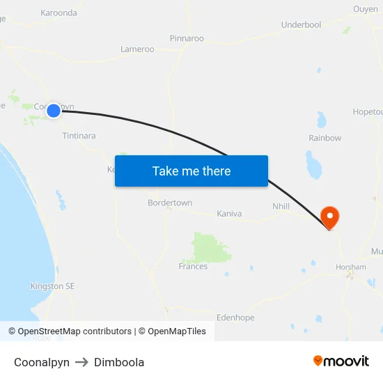 Coonalpyn to Dimboola map