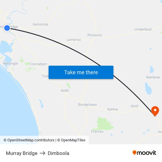 Murray Bridge to Dimboola map