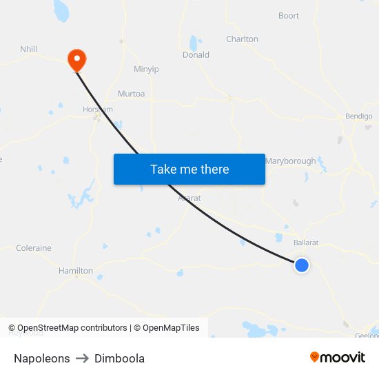 Napoleons to Dimboola map