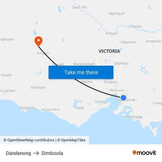 Dandenong to Dimboola map