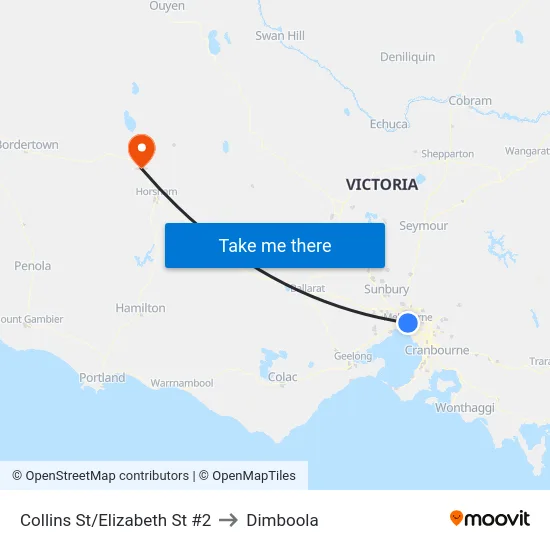 Collins St/Elizabeth St #2 to Dimboola map