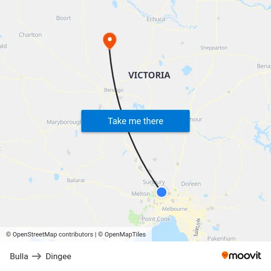 Bulla to Dingee map