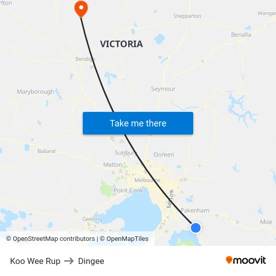 Koo Wee Rup to Dingee map