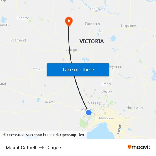 Mount Cottrell to Dingee map