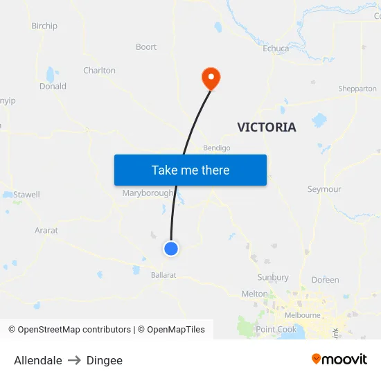 Allendale to Dingee map
