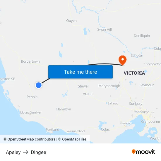 Apsley to Dingee map