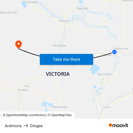 Ardmona to Dingee map