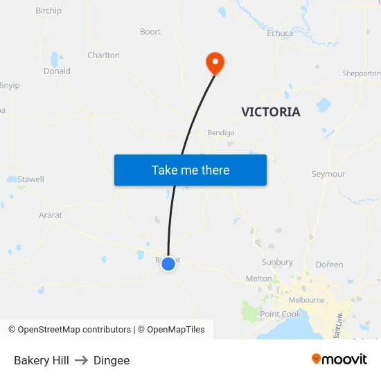 Bakery Hill to Dingee map