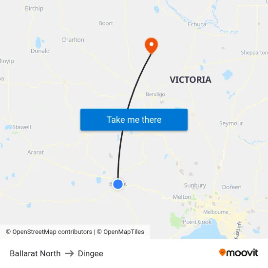 Ballarat North to Dingee map