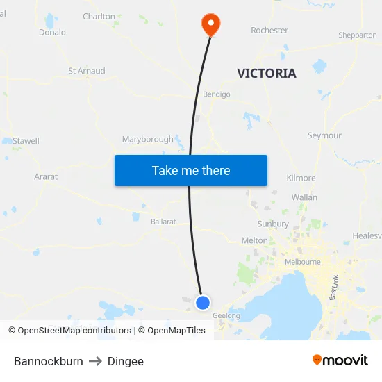 Bannockburn to Dingee map