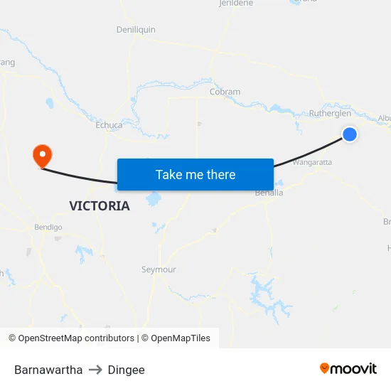 Barnawartha to Dingee map