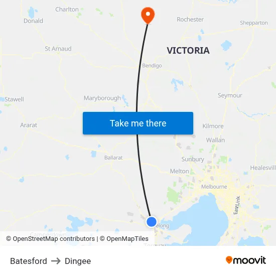 Batesford to Dingee map