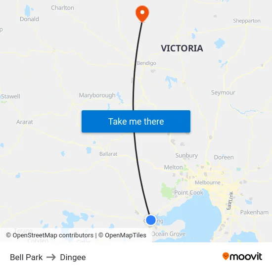 Bell Park to Dingee map