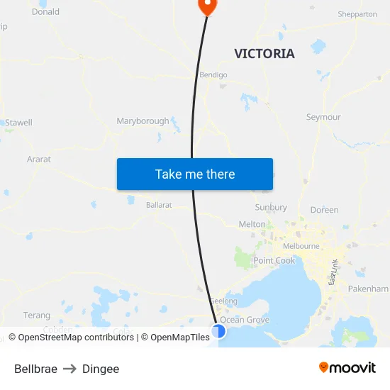 Bellbrae to Dingee map