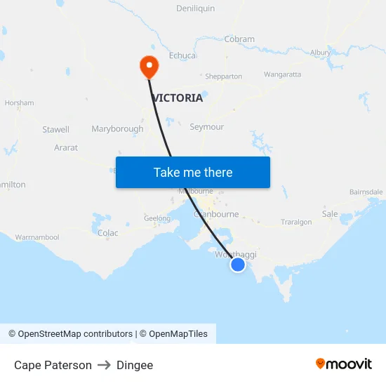 Cape Paterson to Dingee map