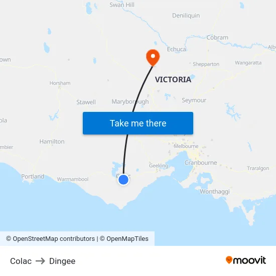Colac to Dingee map