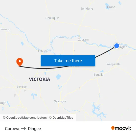 Corowa to Dingee map