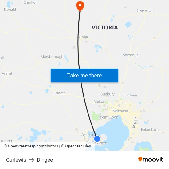 Curlewis to Dingee map