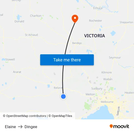 Elaine to Dingee map