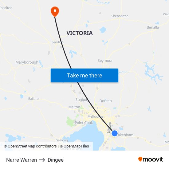 Narre Warren to Dingee map