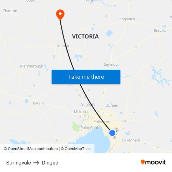 Springvale to Dingee map