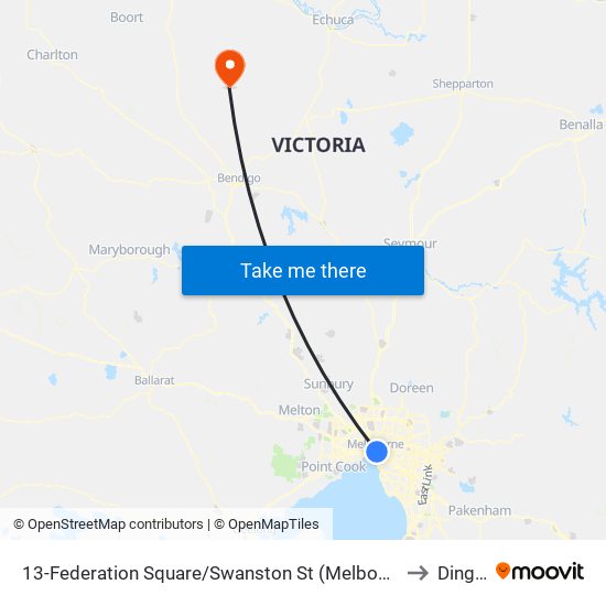 13-Federation Square/Swanston St (Melbourne City) to Dingee map